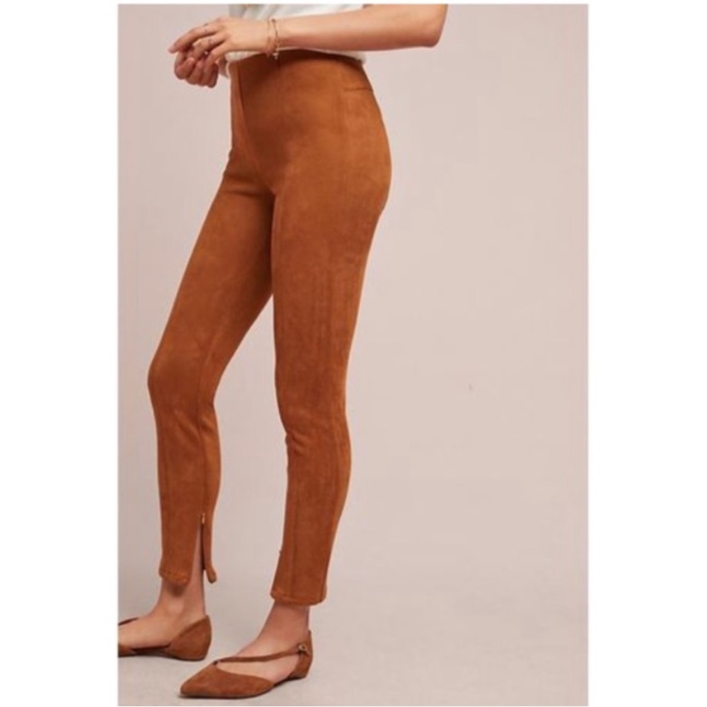 Anthropologie Brown Faux Suede Leggings - Picture 3 of 11